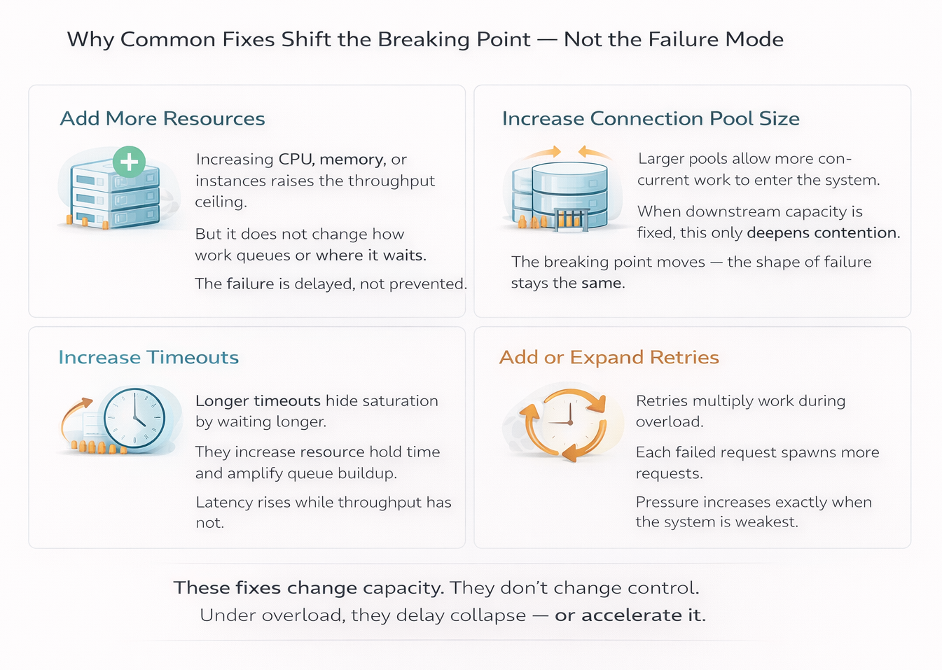 Reactive fixes operate after admission and cannot prevent coordinated bursts